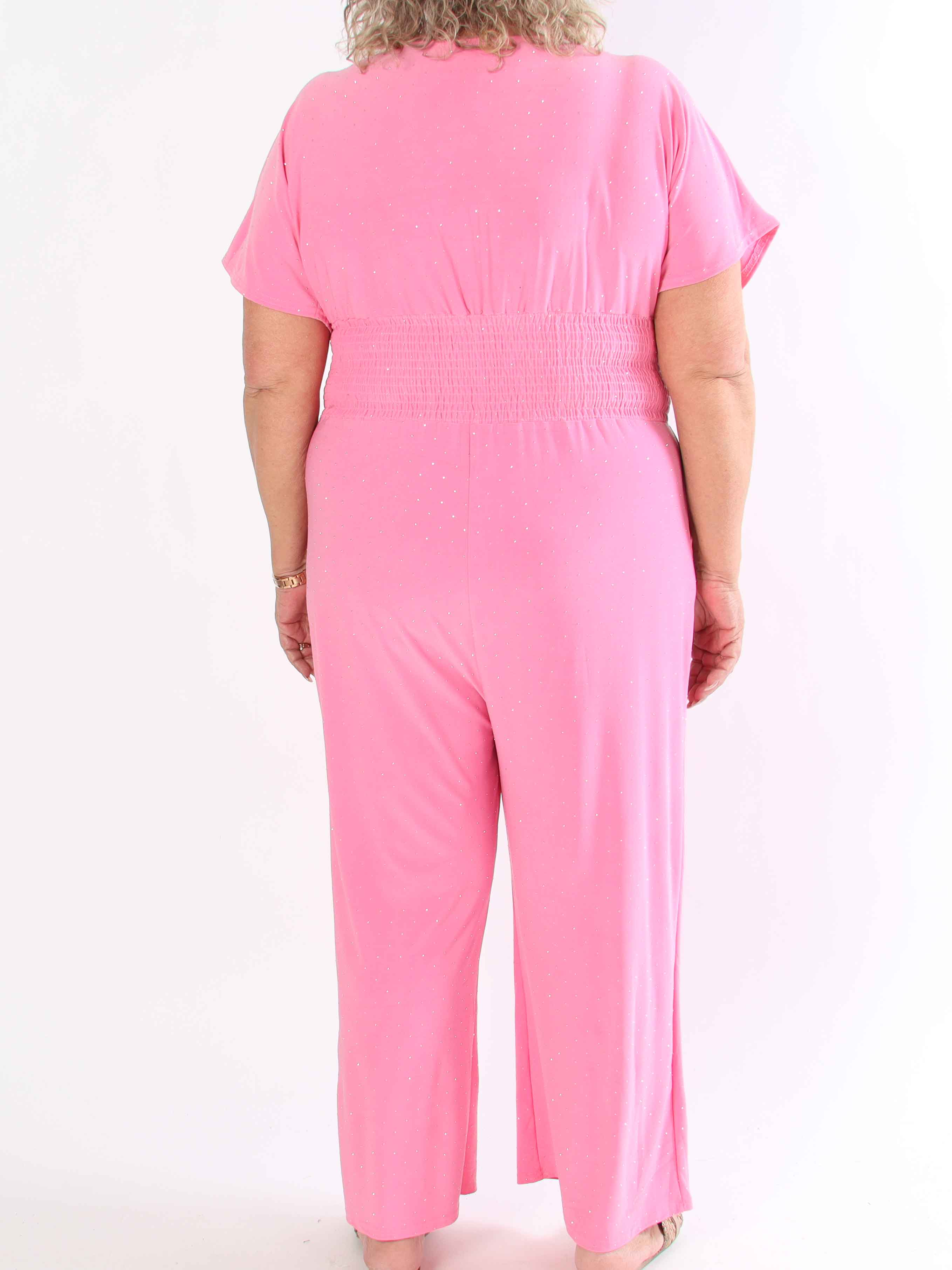 Pams Crystal Jumpsuit - Elastisk plus size byxdräkt pyntad med strass